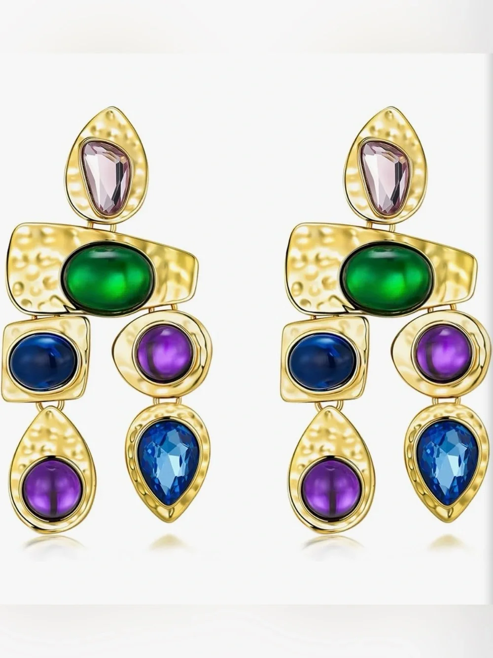 NEW 18K Gold Plated Dangle Boho Gemstone Earrings